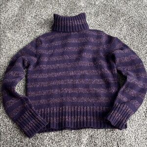Express Purple Striped Turtleneck Sweater